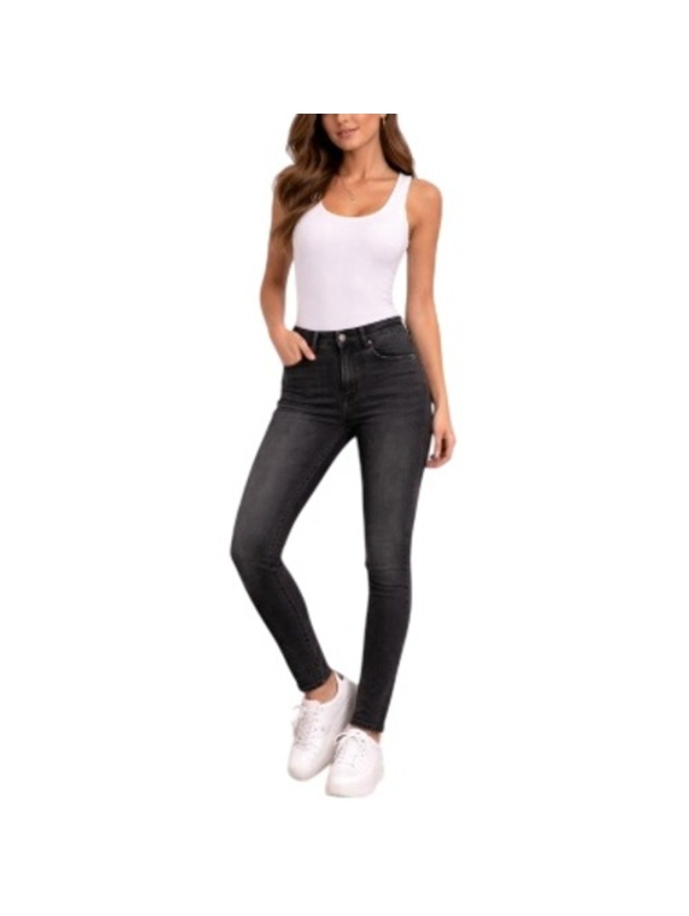 7 For All Mankind Women's Black Sequined Pocket Roxanne Skinny Jeans Size 28